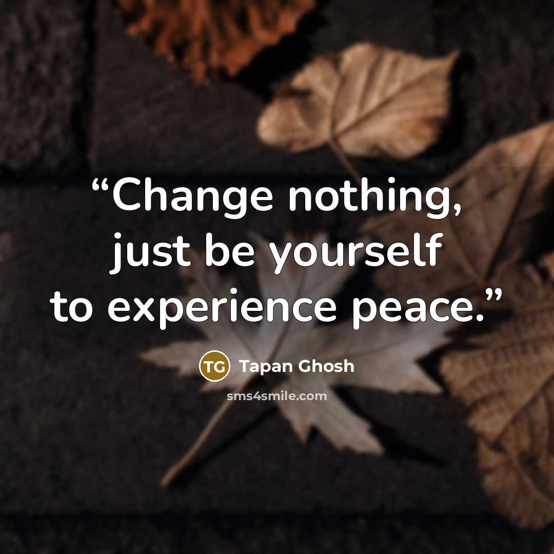 “Change nothing, just be yourself to experience peace.” quote by Tapan Ghosh