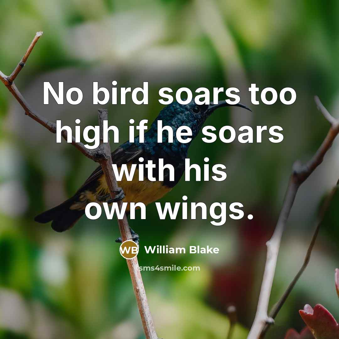 “No bird soars too high if he soars with his own wings.” quote by William Blake