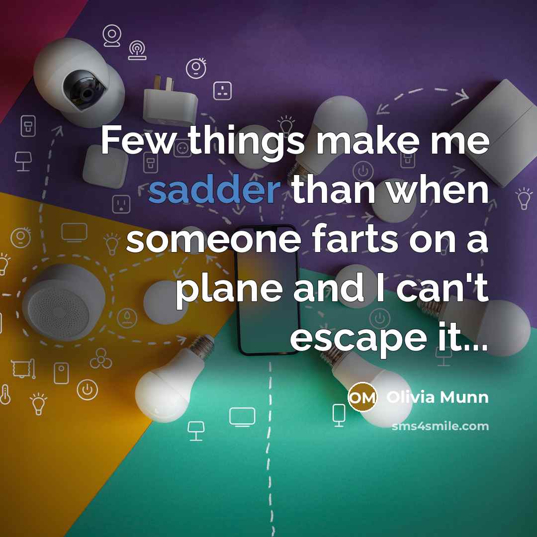 “Few things make me sadder than when someone farts on a plane and I can't escape it...” quote by Olivia Munn