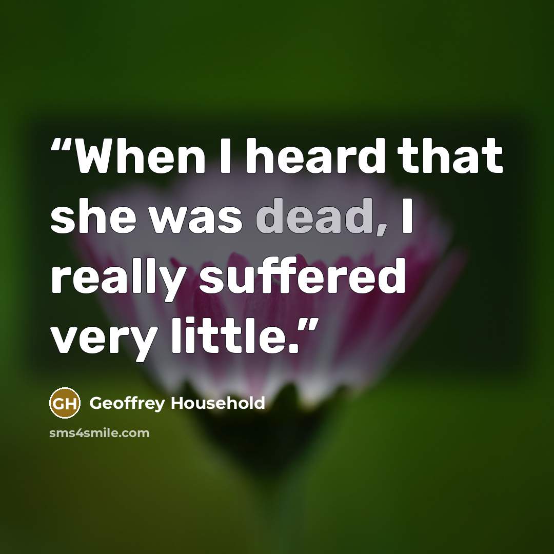 “When I heard that she was dead, I really suffered very little.” quote by Geoffrey Household