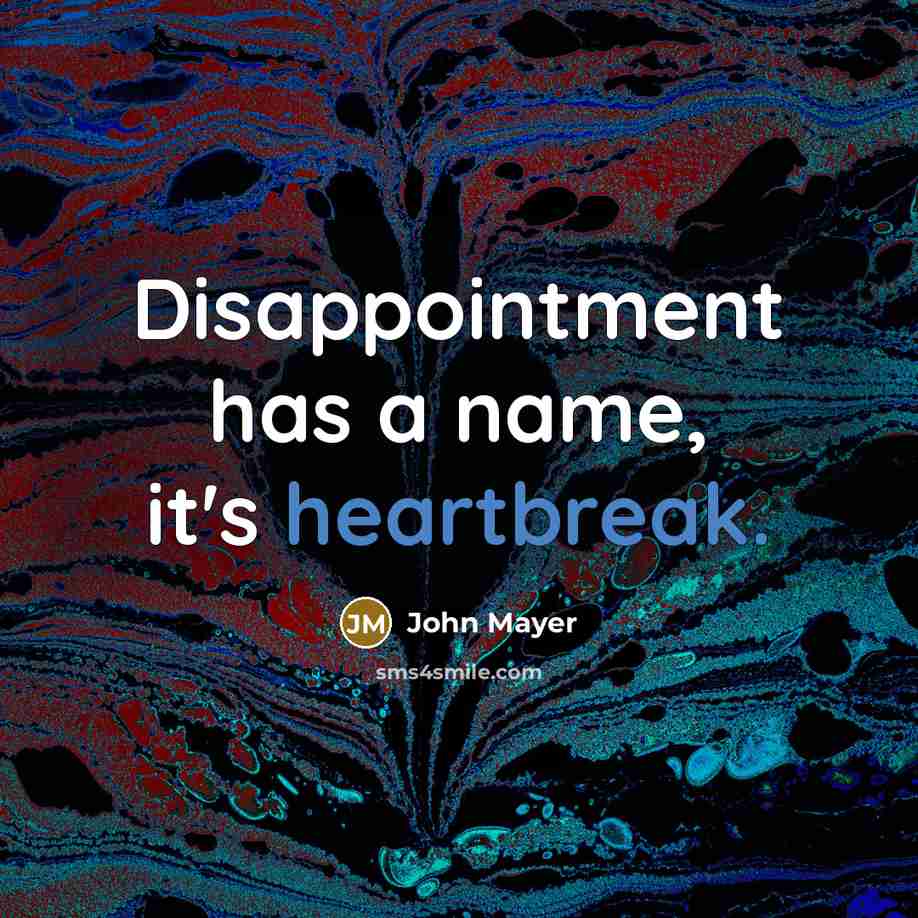 “Disappointment has a name, it's heartbreak.” quote by John Mayer