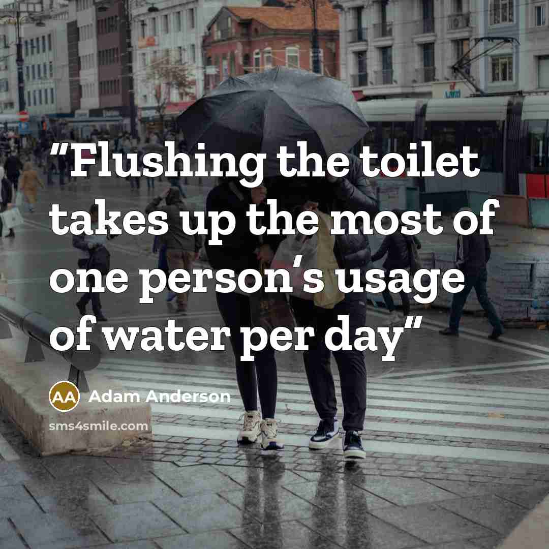 “Flushing the toilet takes up the most of one person’s usage of water per day” quote by Adam Anderson