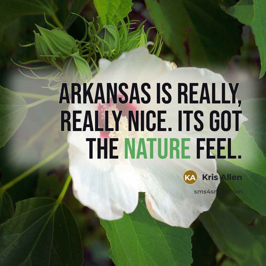 “Arkansas is really, really nice. Its got the nature feel.” quote by Kris Allen