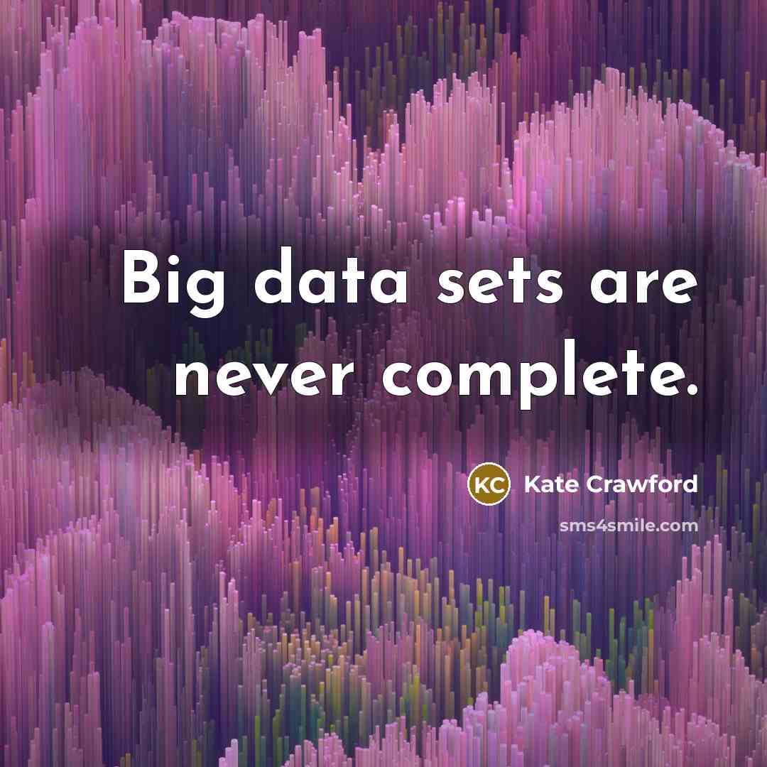 “Big data sets are never complete.” quote by Kate Crawford