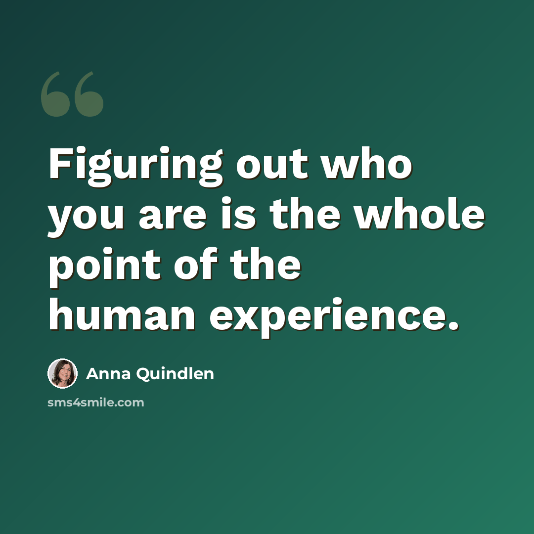“Figuring out who you are is the whole point of the human experience.” quote by Anna Quindlen