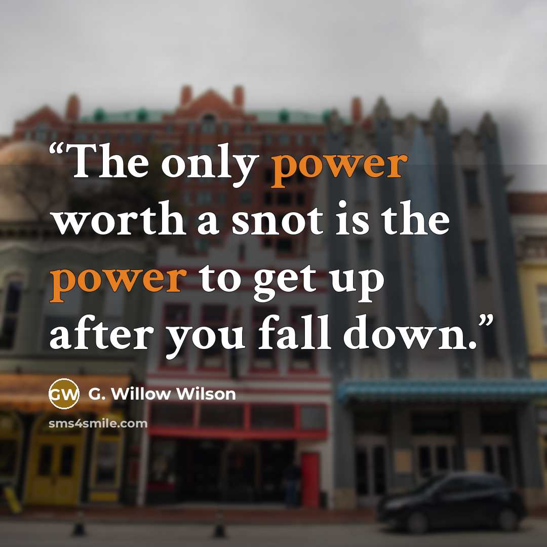 “The only power worth a snot is the power to get up after you fall down.” quote by G. Willow Wilson