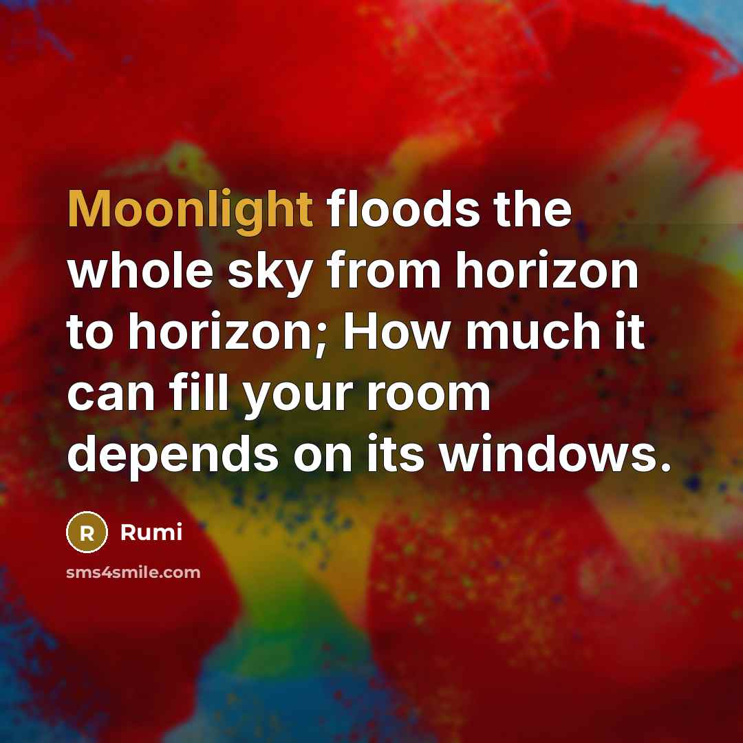 “Moonlight floods the whole sky from horizon to horizon; How much it can fill your room depends on its windows.” quote by Rumi