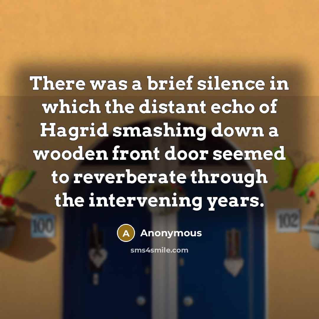 “There was a brief silence in which the distant echo of Hagrid smashing down a wooden front door seemed to reverberate through the intervening years.” quote by Anonymous