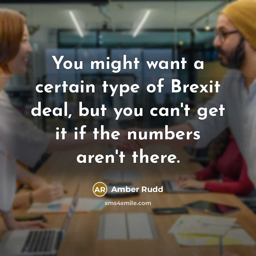 “You might want a certain type of Brexit deal, but you can't get it if the numbers aren't there.” quote by Amber Rudd