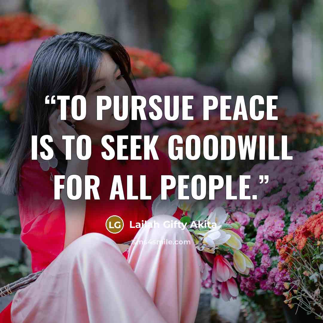 “To pursue peace is to seek goodwill for all people.” quote by Lailah Gifty Akita