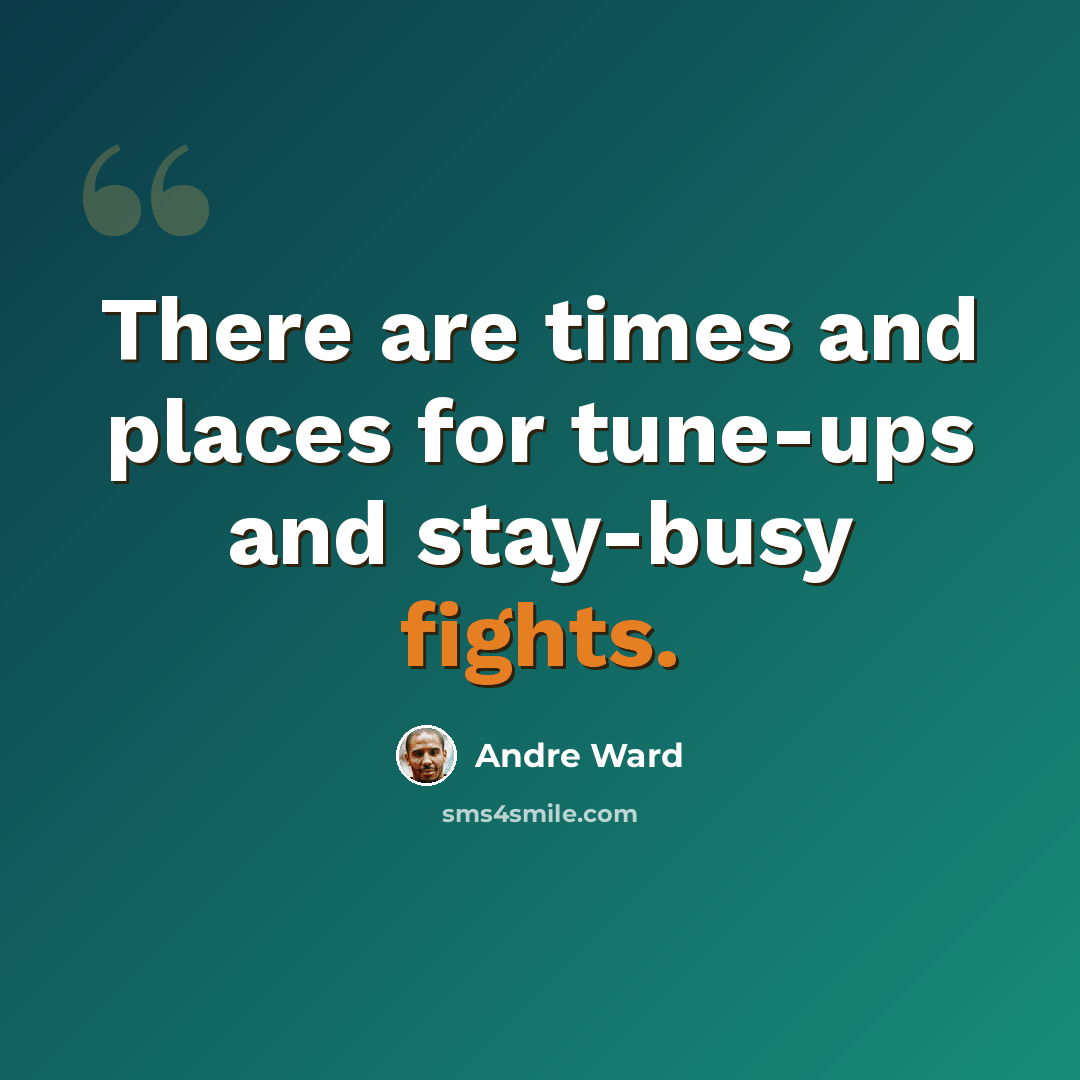 “There are times and places for tune-ups and stay-busy fights.” quote by Andre Ward