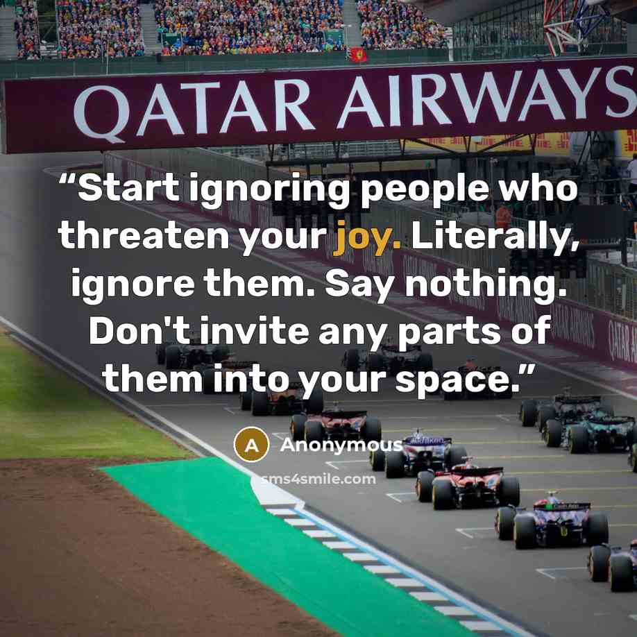 “Start ignoring people who threaten your joy. Literally, ignore them. Say nothing. Don't invite any parts of them into your space.” quote by Anonymous