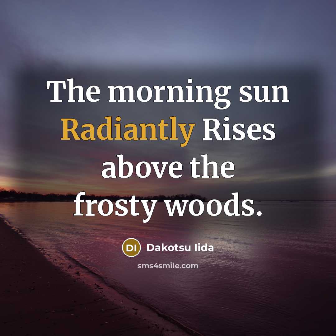 “The morning sun Radiantly Rises above the frosty woods.” quote by Dakotsu Iida