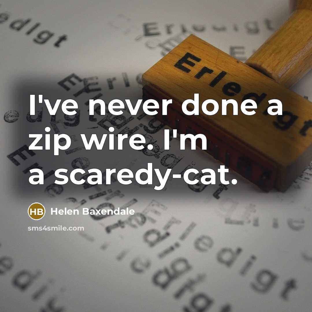 “I've never done a zip wire. I'm a scaredy-cat.” quote by Helen Baxendale