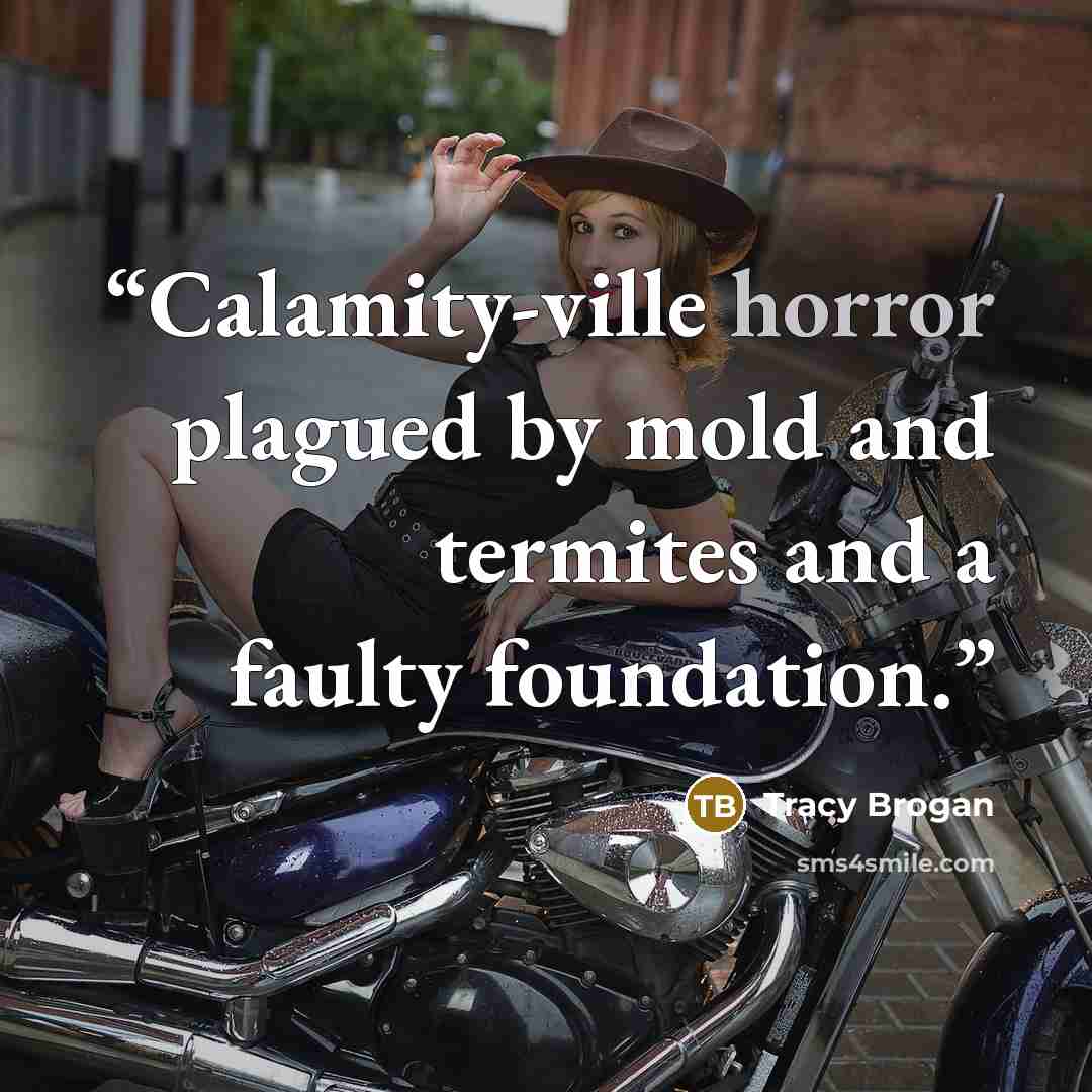 “Calamity-ville horror plagued by mold and termites and a faulty foundation.” quote by Tracy Brogan