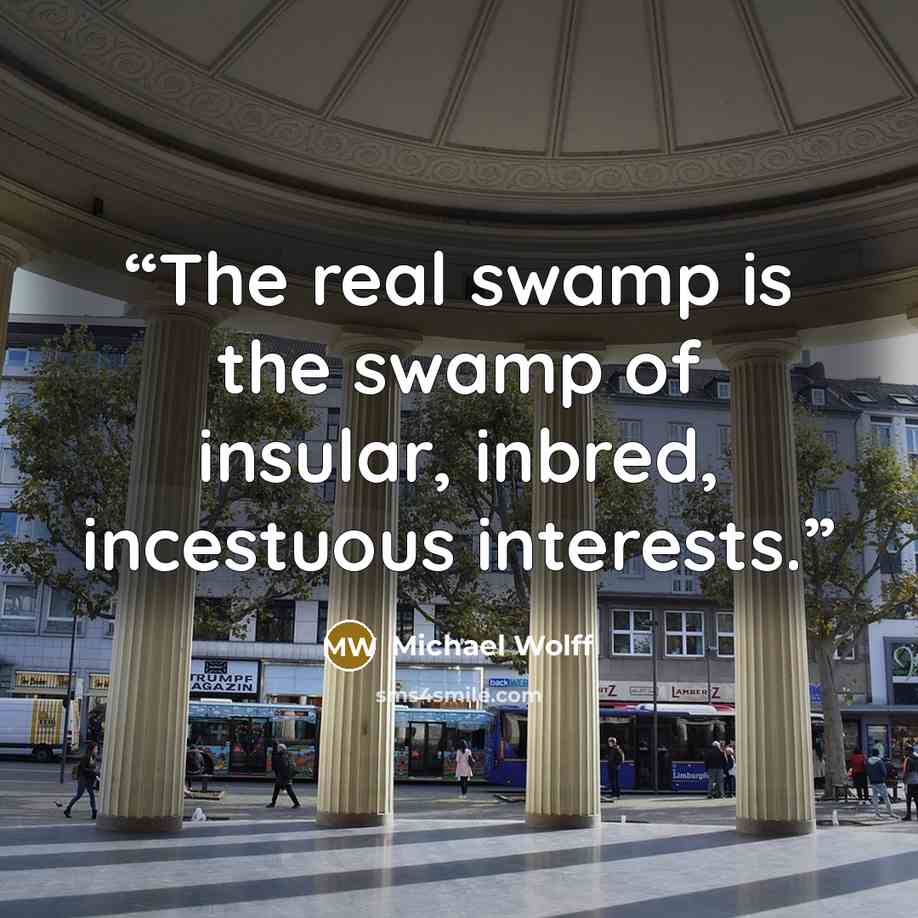 “The real swamp is the swamp of insular, inbred, incestuous interests.” quote by Michael Wolff