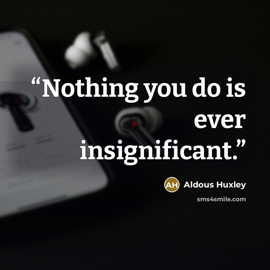 “Nothing you do is ever insignificant.” quote by Aldous Huxley