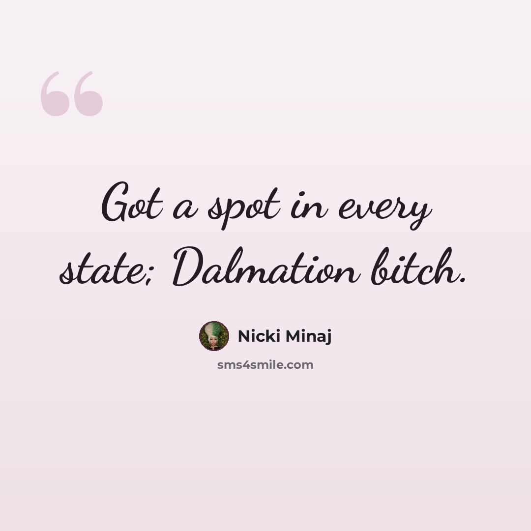 “Got a spot in every state; Dalmation bitch.” quote by Nicki Minaj