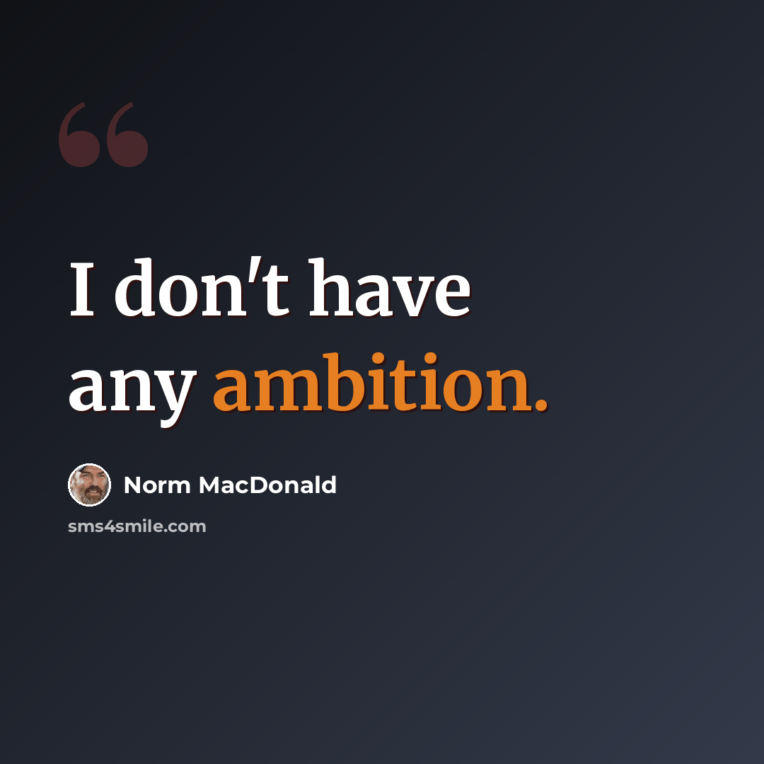 “I don't have any ambition.” quote by Norm MacDonald