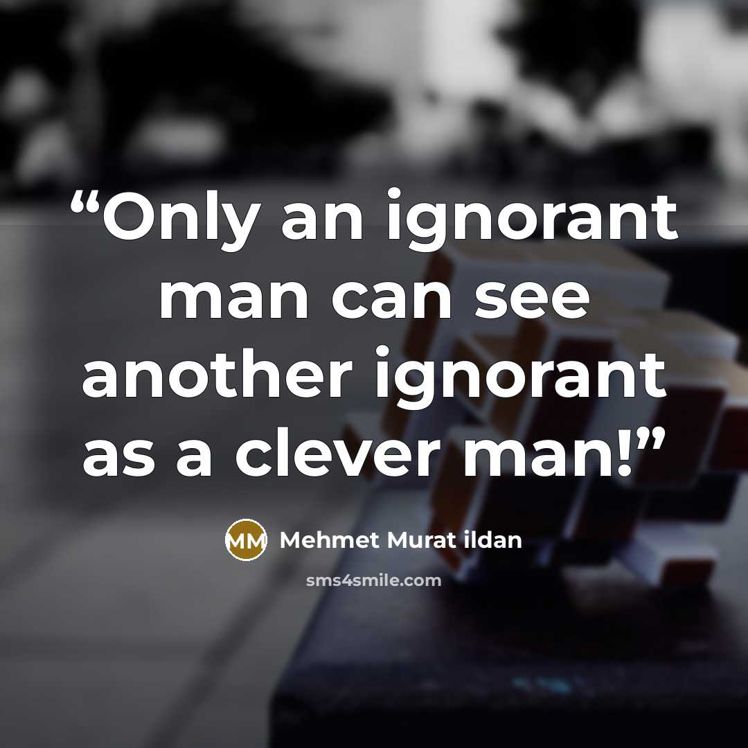 “Only an ignorant man can see another ignorant as a clever man!” quote by Mehmet Murat ildan