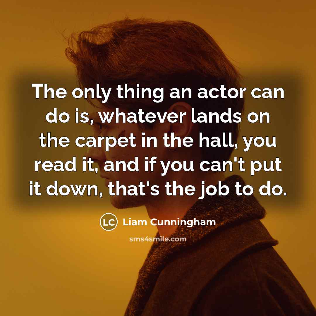“The only thing an actor can do is, whatever lands on the carpet in the hall, you read it, and if you can't put it down, that's the job to do.” quote by Liam Cunningham