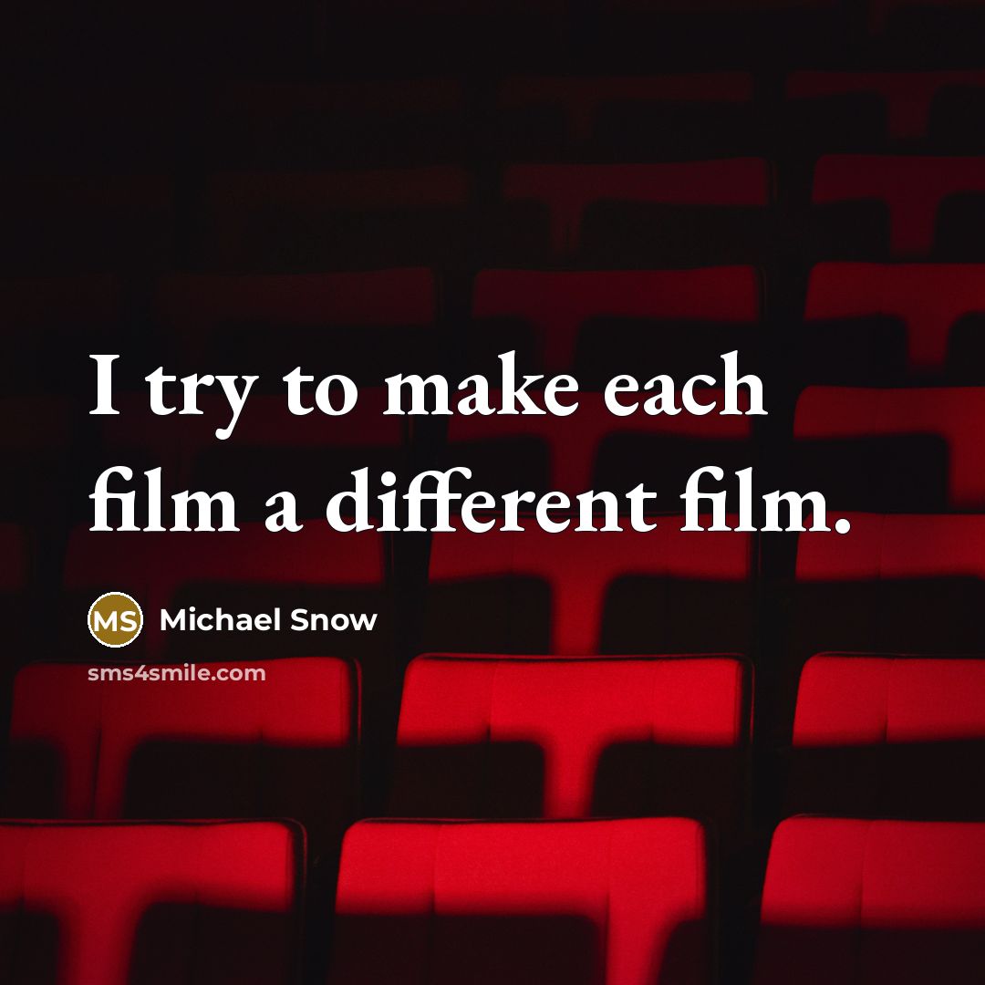 “I try to make each film a different film.” quote by Michael Snow