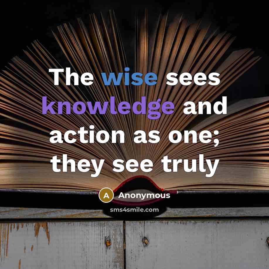 “The wise sees knowledge and action as one; they see truly” quote by Anonymous
