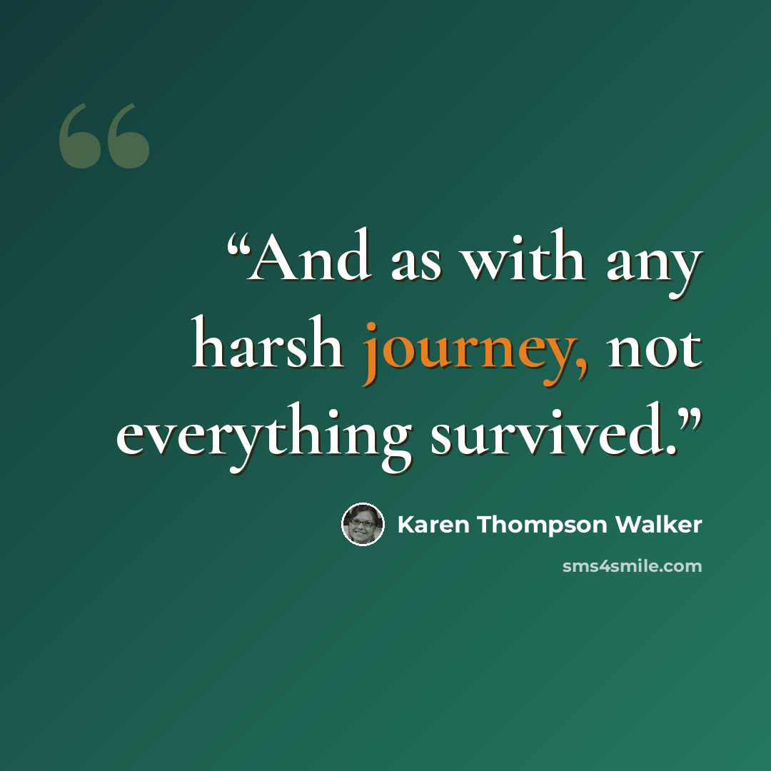 “And as with any harsh journey, not everything survived.” quote by Karen Thompson Walker