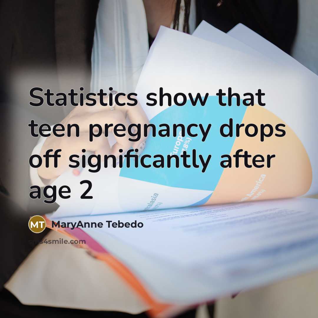 “Statistics show that teen pregnancy drops off significantly after age 2” quote by MaryAnne Tebedo