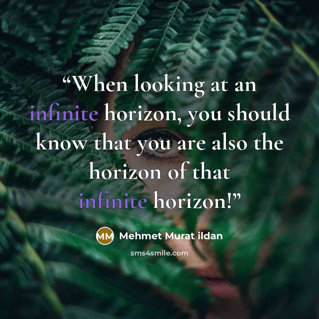 “When looking at an infinite horizon, you should know that you are also the horizon of that infinite horizon!” quote by Mehmet Murat ildan