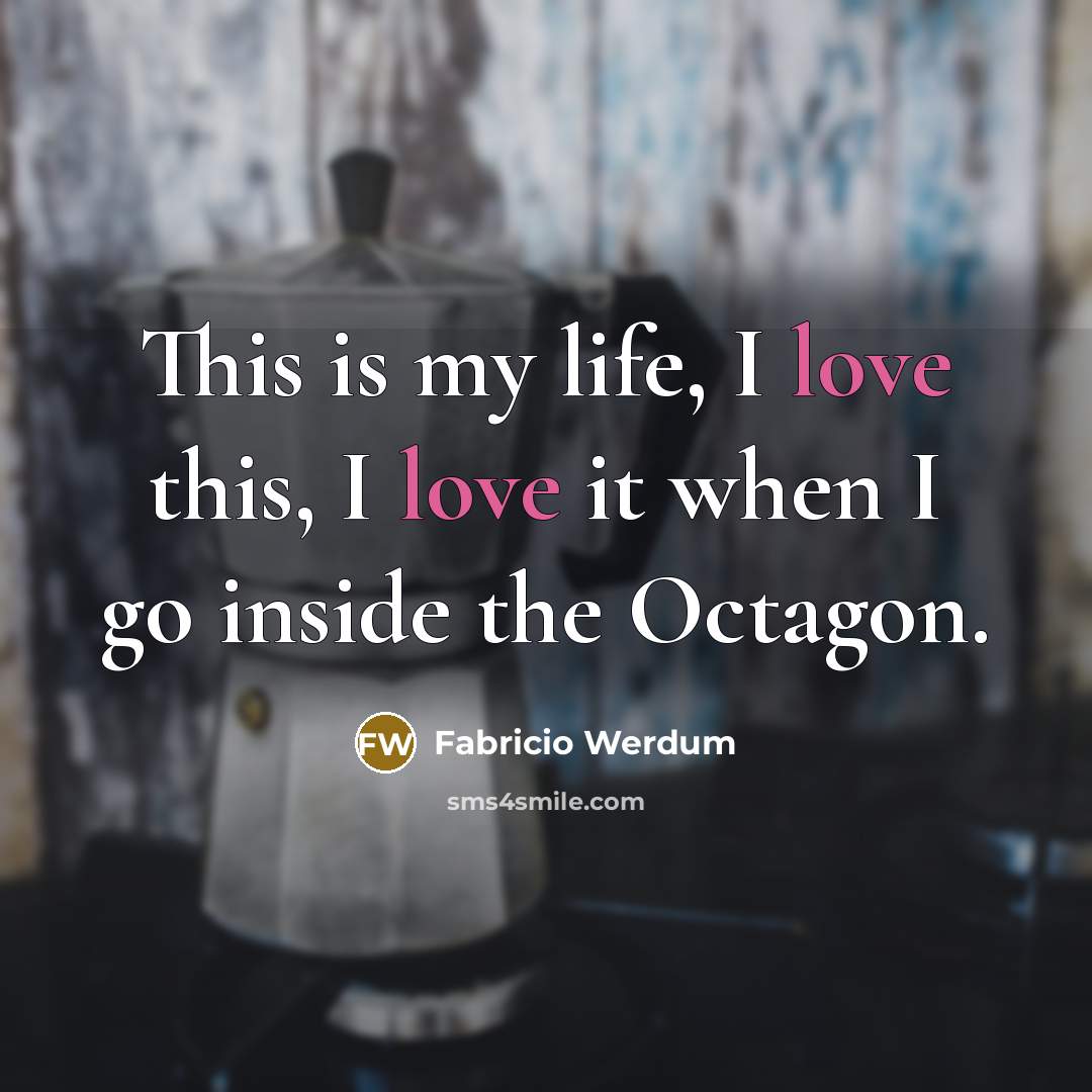 “This is my life, I love this, I love it when I go inside the Octagon.” quote by Fabricio Werdum