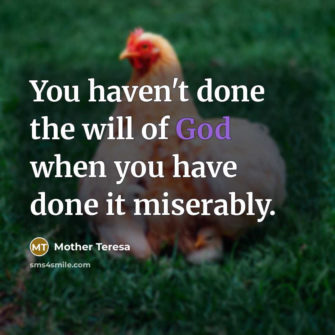 “You haven't done the will of God when you have done it miserably.” quote by Mother Teresa