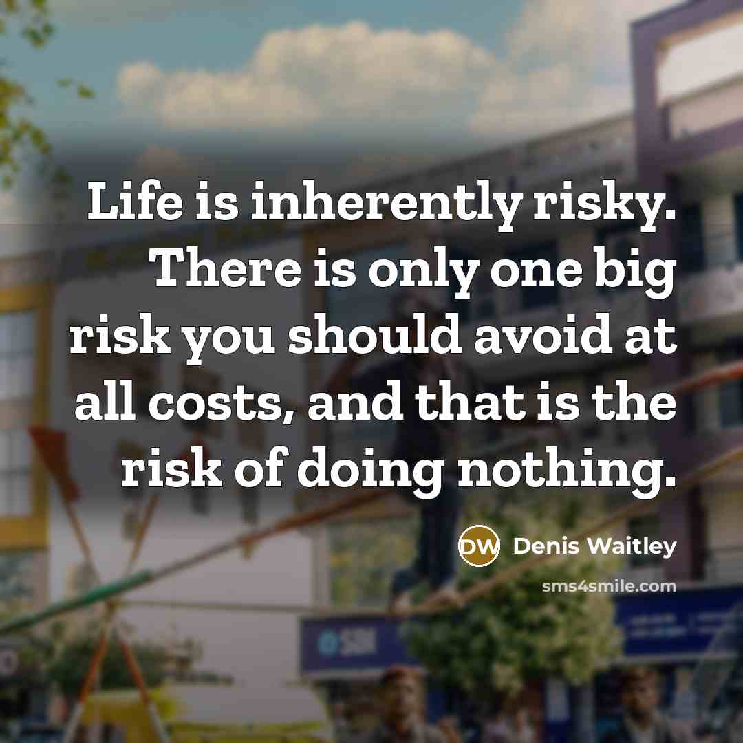 “Life is inherently risky. There is only one big risk you should avoid at all costs, and that is the risk of doing nothing.” quote by Denis Waitley