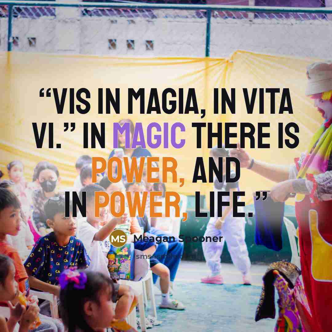 “Vis in magia, in vita vi.” In magic there is power, and in power, life.” quote by Meagan Spooner