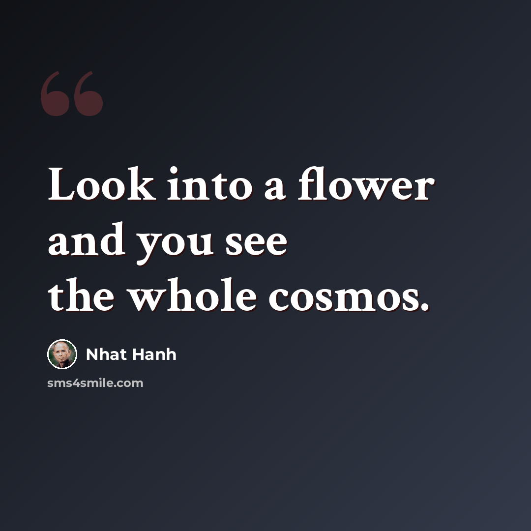 “Look into a flower and you see the whole cosmos.” quote by Nhat Hanh