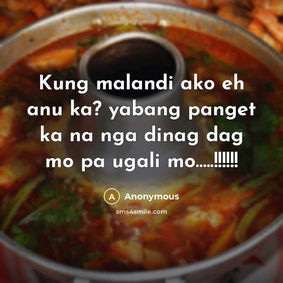 “Kung malandi ako eh anu ka? yabang panget ka na nga dinag dag mo pa ugali mo…..!!!!!!” quote by Anonymous