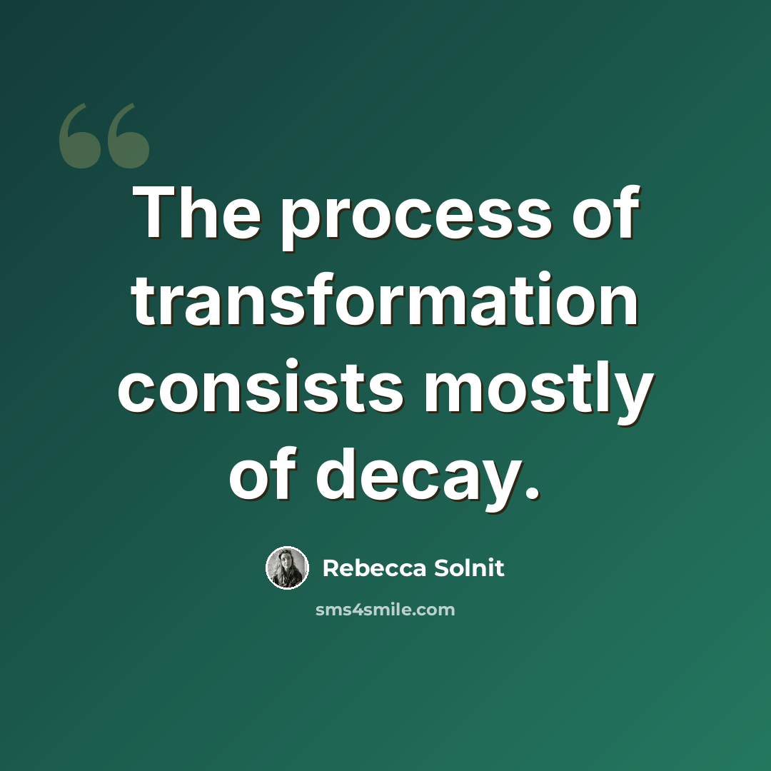 “The process of transformation consists mostly of decay.” quote by Rebecca Solnit