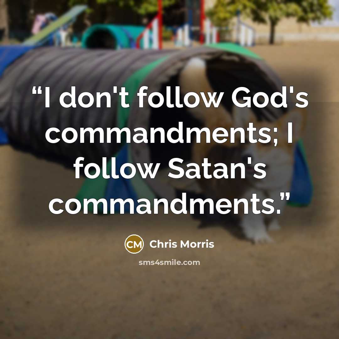 “I don't follow God's commandments; I follow Satan's commandments.” quote by Chris Morris