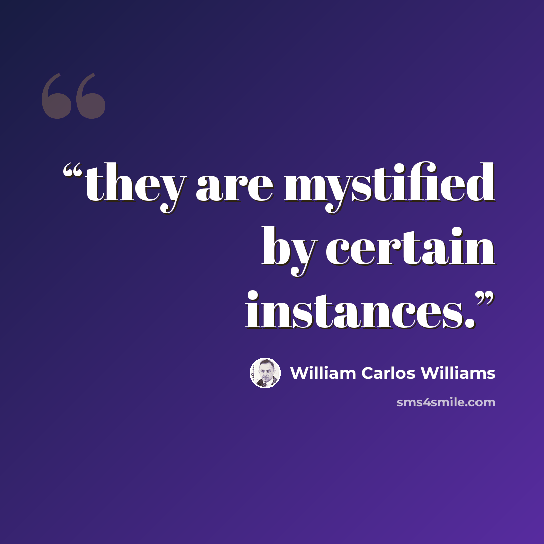 “they are mystified by certain instances.” quote by William Carlos Williams