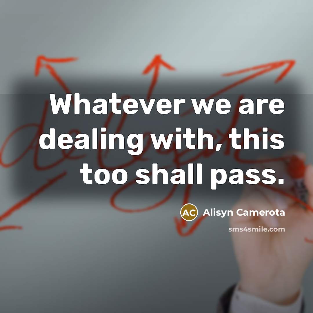 “Whatever we are dealing with, this too shall pass.” quote by Alisyn Camerota