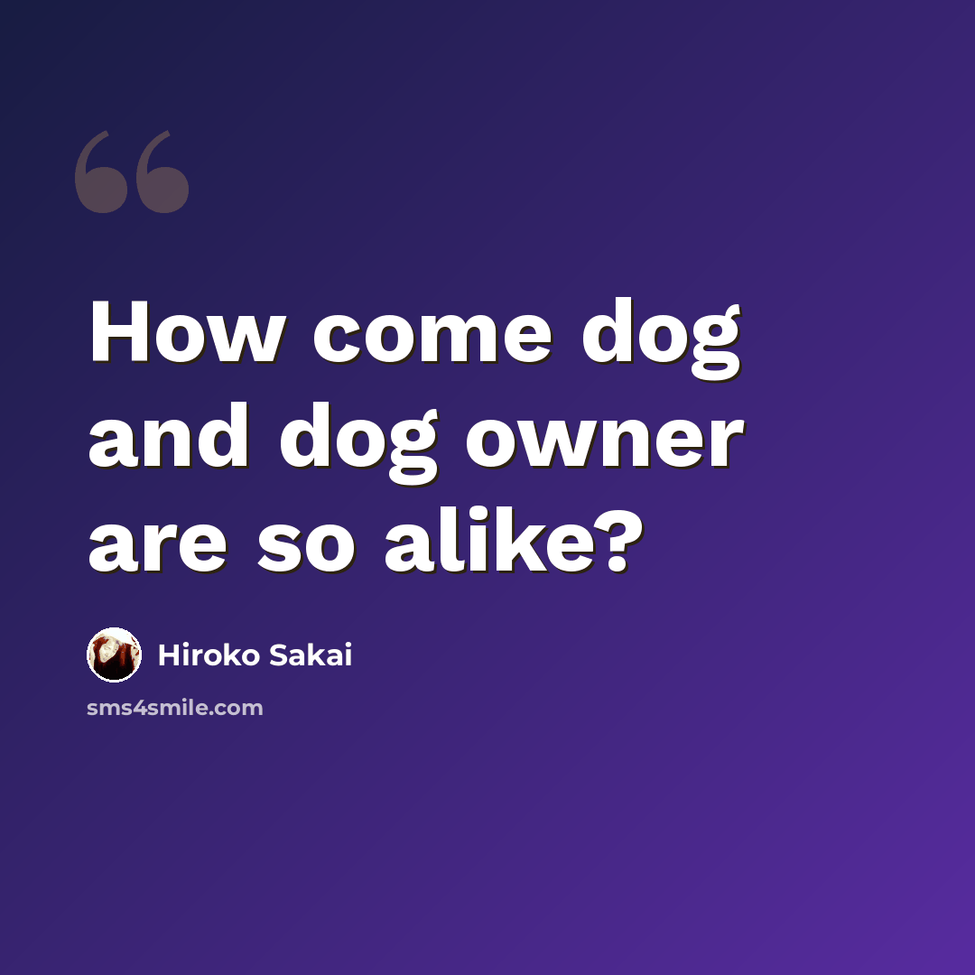 “How come dog and dog owner are so alike?” quote by Hiroko Sakai