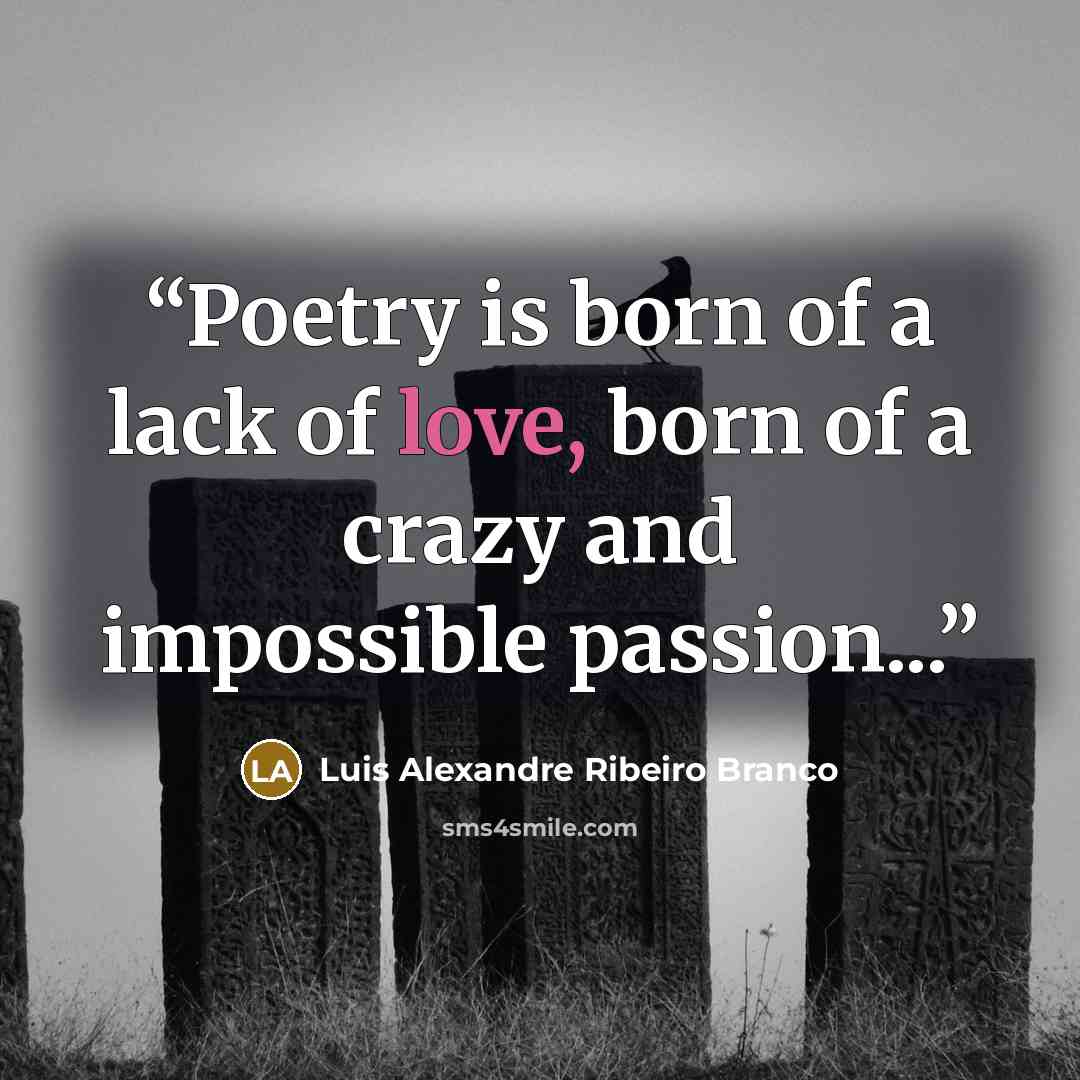 “Poetry is born of a lack of love, born of a crazy and impossible passion...” quote by Luis Alexandre Ribeiro Branco