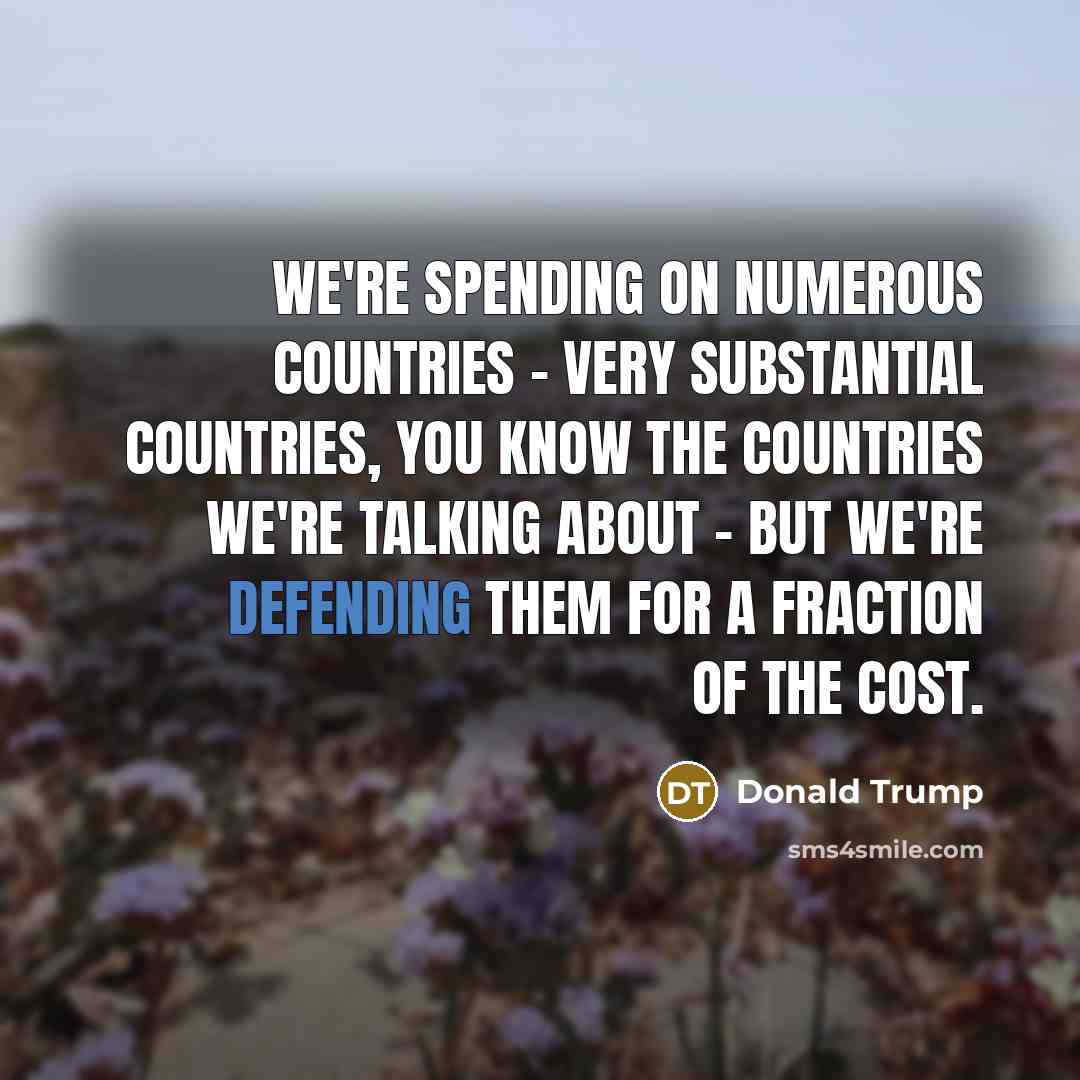 “We're spending on numerous countries - very substantial countries, you know the countries we're talking about - but we're defending them for a fraction of the cost.” quote by Donald Trump