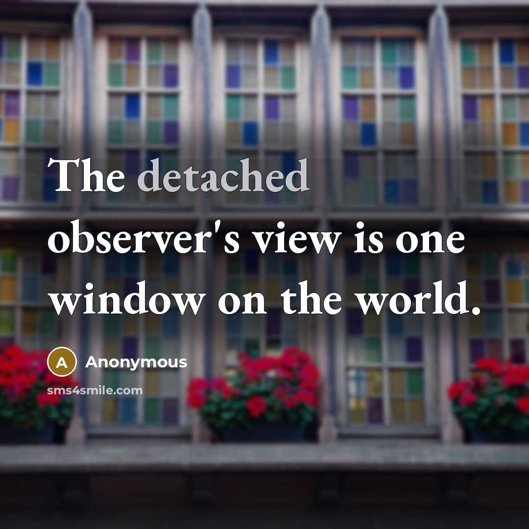 “The detached observer's view is one window on the world.” quote by Anonymous