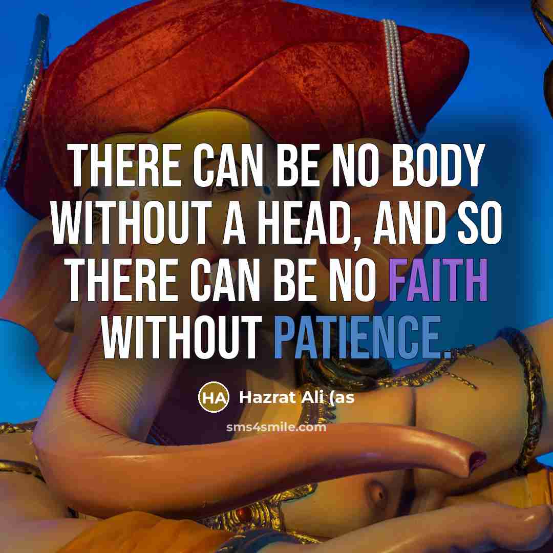 “There can be no body without a head, and so there can be no faith without patience.” quote by Hazrat Ali (as