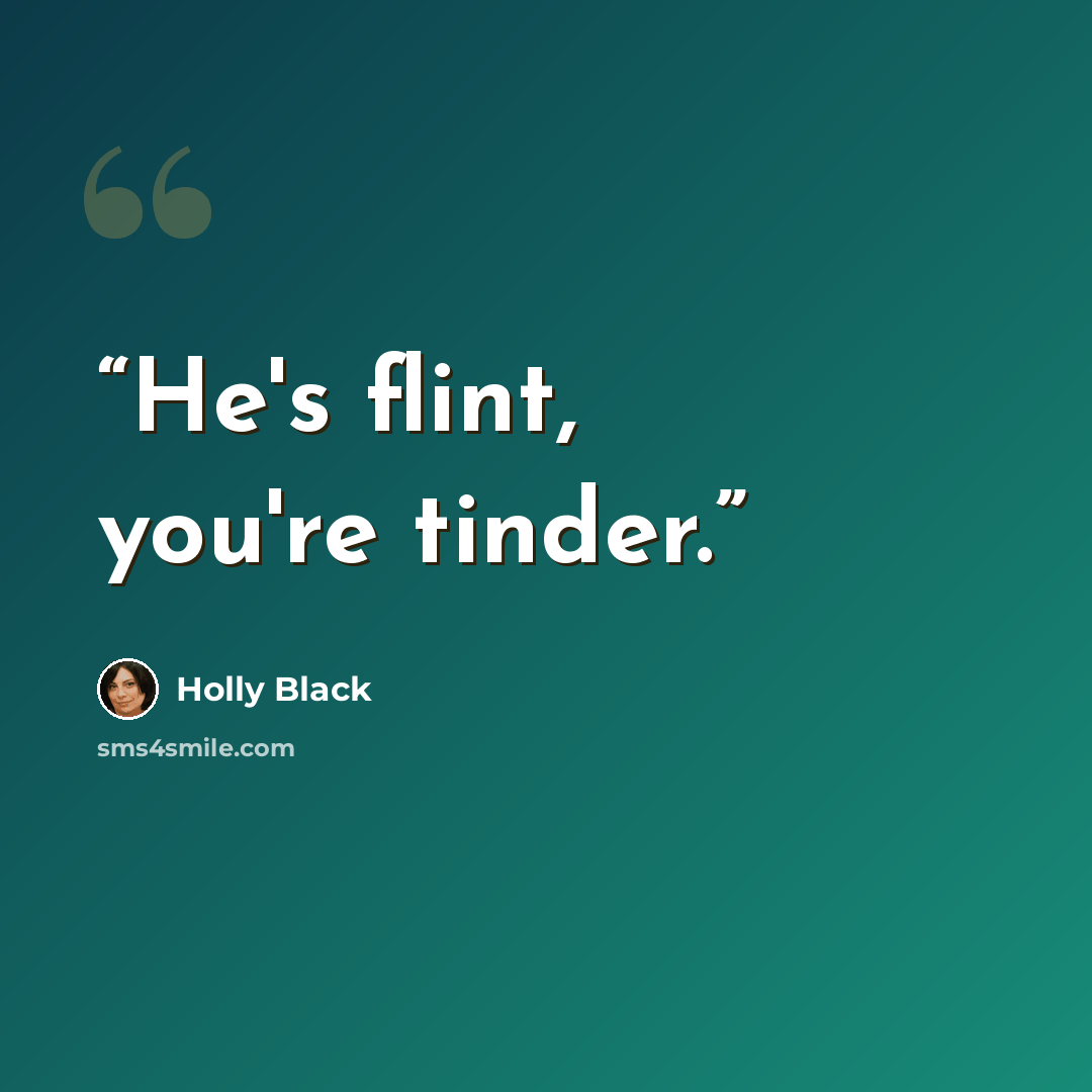“He's flint, you're tinder.” quote by Holly Black