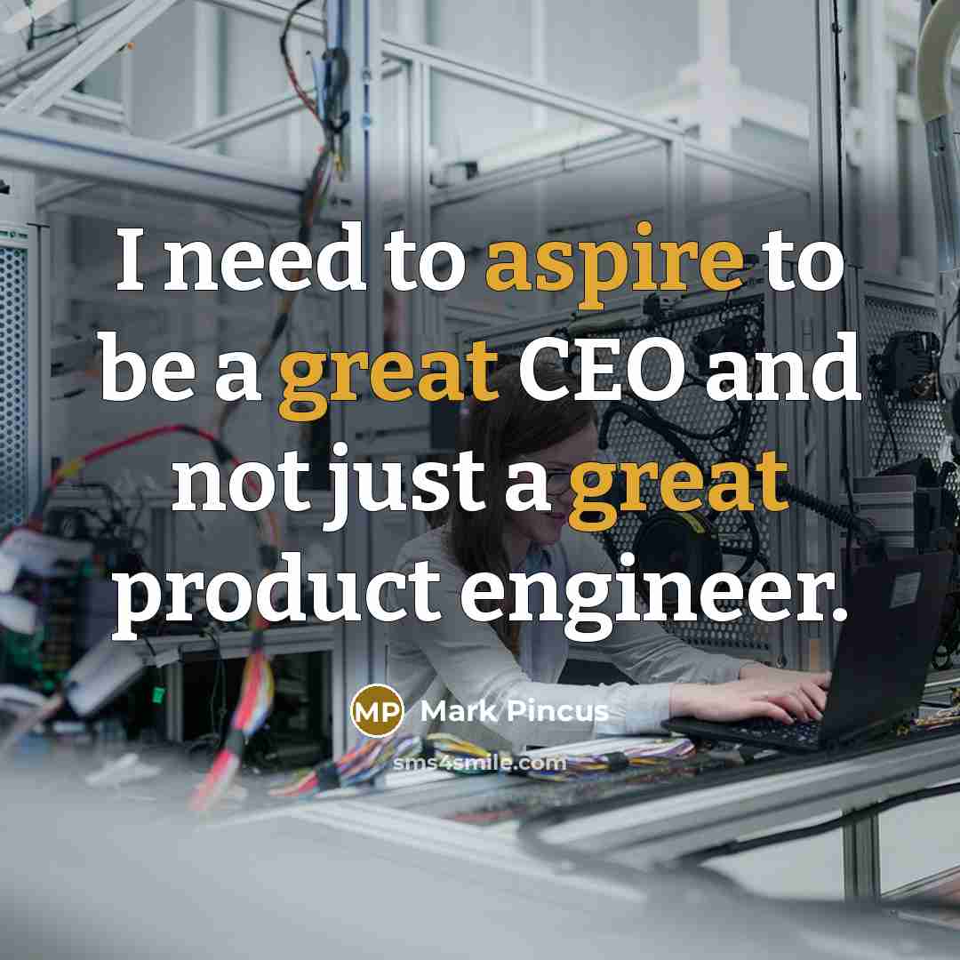 “I need to aspire to be a great CEO and not just a great product engineer.” quote by Mark Pincus