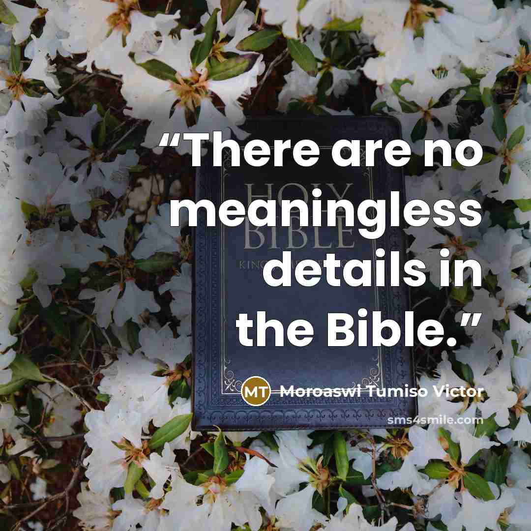 “There are no meaningless details in the Bible.” quote by Moroaswi Tumiso Victor