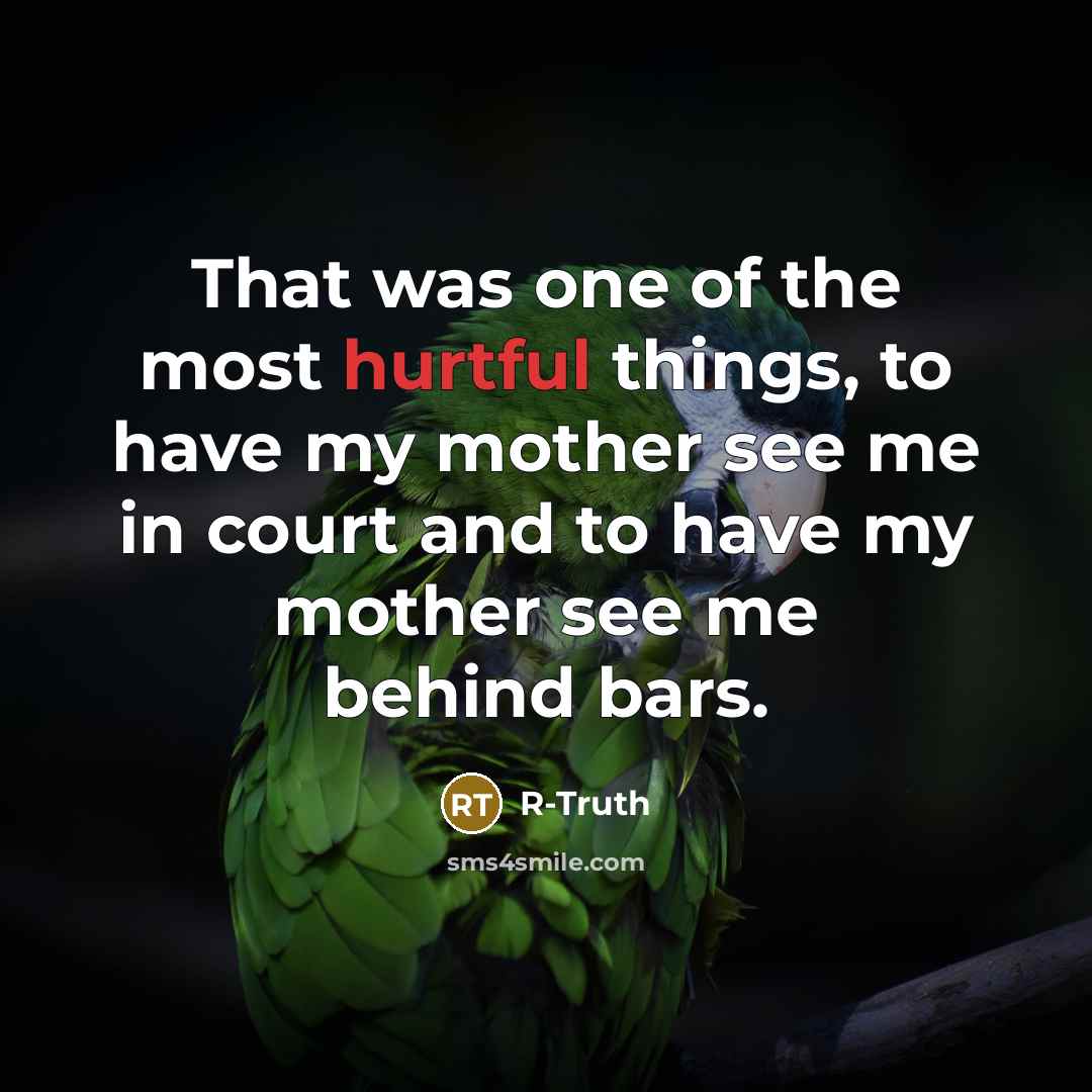 “That was one of the most hurtful things, to have my mother see me in court and to have my mother see me behind bars.” quote by R-Truth