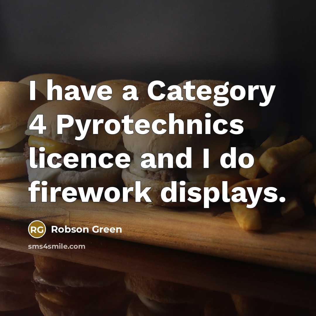 “I have a Category 4 Pyrotechnics licence and I do firework displays.” quote by Robson Green